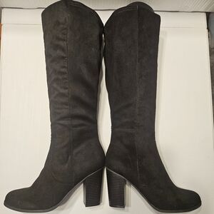 Style & Co. Women's Addyy Block Heel Knee High Textile Boots, Black Size 9M